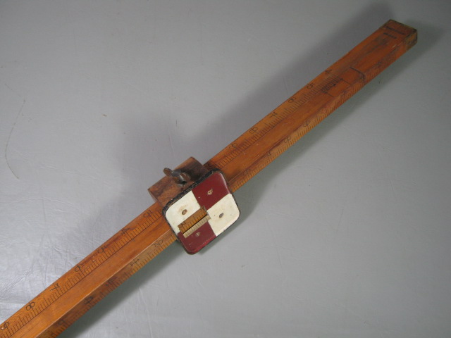 Vtg W. & L.E. Gurley Wooden Wood & Brass Survey Transit Rod Measuring Pole Stick 1