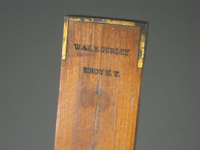 Vtg W. & L.E. Gurley Wooden Wood & Brass Survey Transit Rod Measuring Pole Stick 2