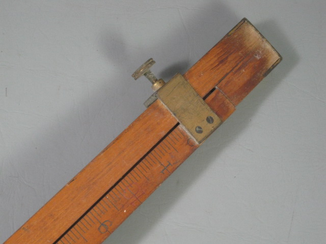 Vtg W. & L.E. Gurley Wooden Wood & Brass Survey Transit Rod Measuring Pole Stick 6