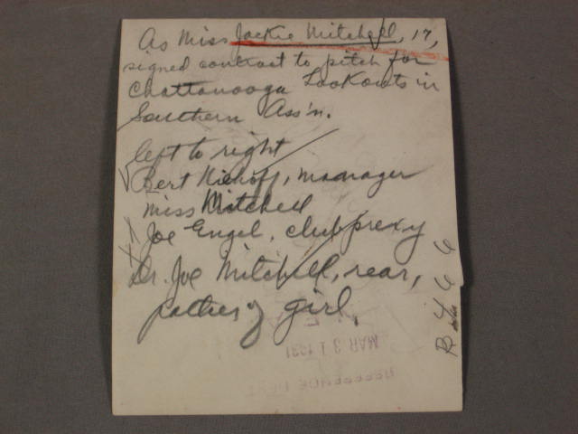 Original 1931 Jackie Mitchell Baseball Contract Photo Babe Ruth Lou Gehrig 5