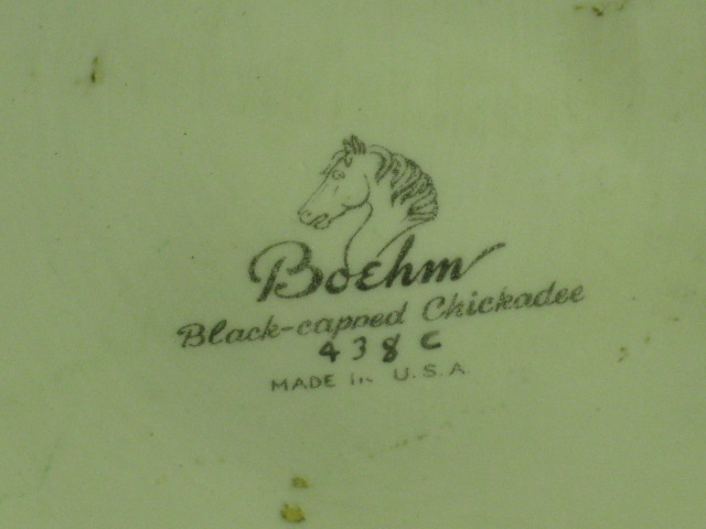 Vtg Edward Marshall Boehm Black-Capped Chickadee Figurine On Holly Branch #438C 6