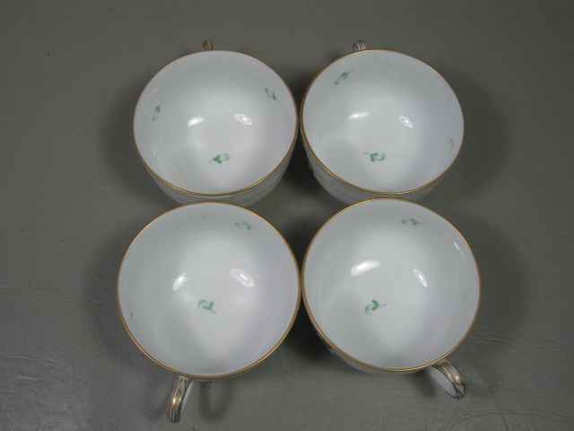 4 Herend Chinese Bouquet Green Apponyi Tea Coffee Cup Saucer Set 24k Hungary 2