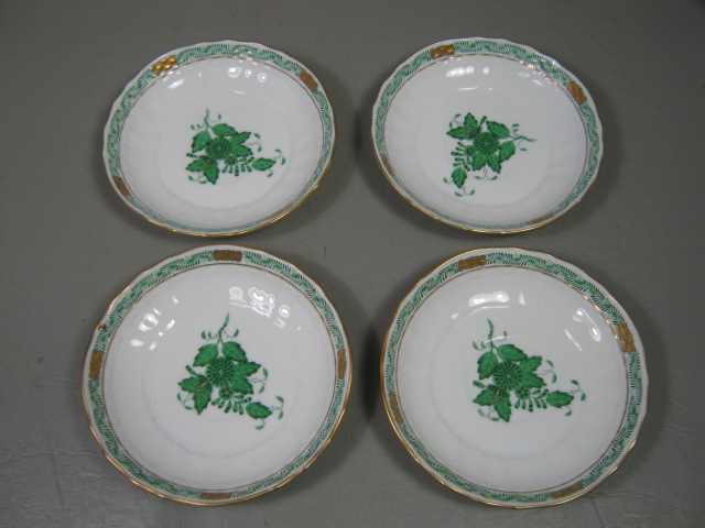 4 Herend Chinese Bouquet Green Apponyi Tea Coffee Cup Saucer Set 24k Hungary 6