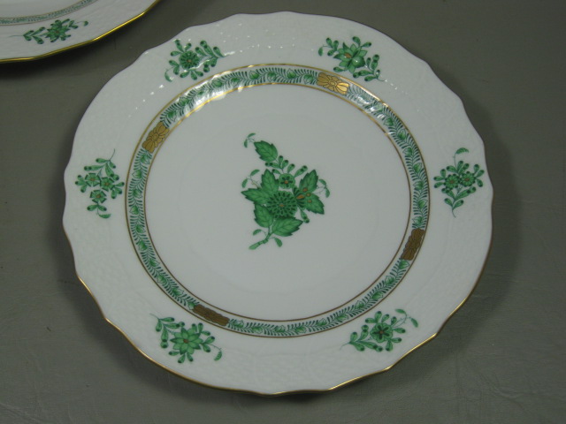 3 Herend Chinese Bouquet Green Apponyi Salad / Luncheon Plate Set Lot Hungary NR 1