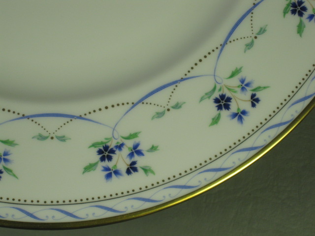 10 Lenox Orleans Blue Bone China 11" Inch Dinner Plates Floral Gold Trim No Res! 2