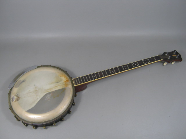 Unmarked 4 String Banjo Open Back MOP Dice Numbers Inlay 22 Frets Raised Head NR 1
