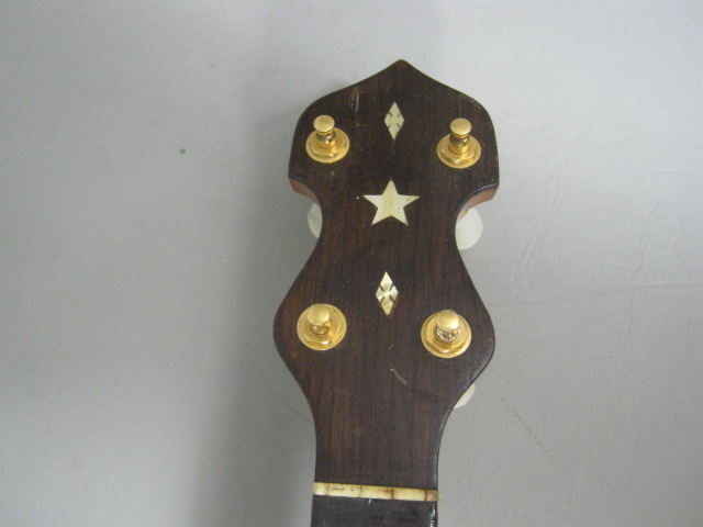 Vintage Autocrat 4 String Banjo Resonator 19 Frets MOP Inlay Armrest Case Strap 2
