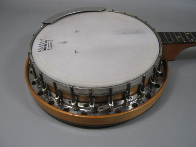 Vintage Autocrat 4 String Banjo Resonator 19 Frets MOP Inlay Armrest Case Strap 4