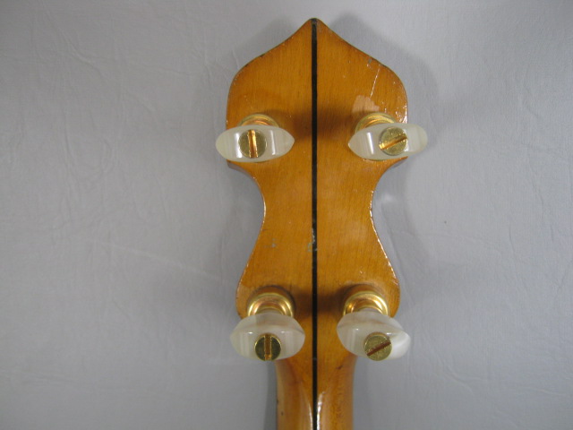 Vintage Autocrat 4 String Banjo Resonator 19 Frets MOP Inlay Armrest Case Strap 10