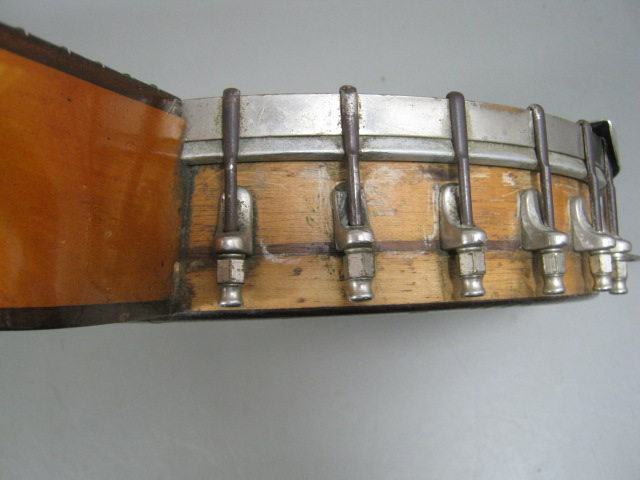 Vintage Autocrat 4 String Banjo Resonator 19 Frets MOP Inlay Armrest Case Strap 16