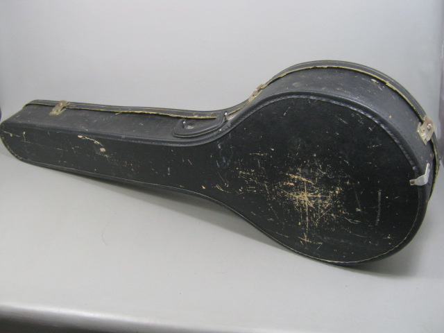 Vintage Autocrat 4 String Banjo Resonator 19 Frets MOP Inlay Armrest Case Strap 25