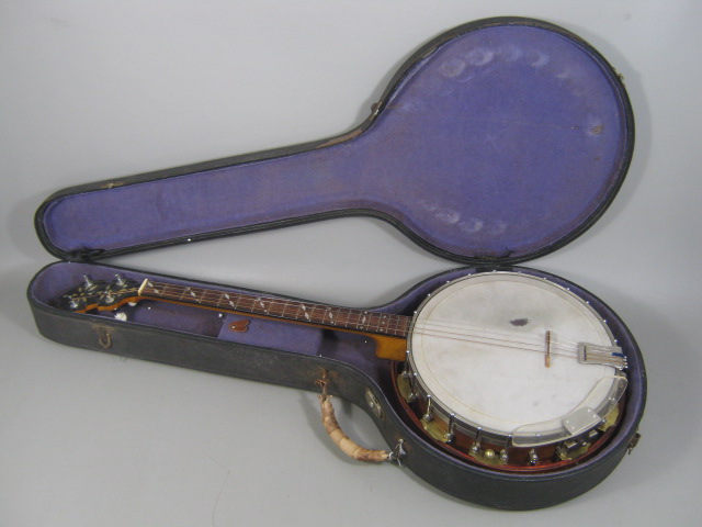 Unmarked 4 String Banjo Resonator MOP Inlay Nice Tone Ring 19 Frets Ornate HSC