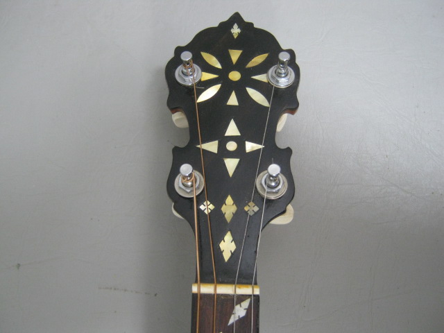 Unmarked 4 String Banjo Resonator MOP Inlay Nice Tone Ring 19 Frets Ornate HSC 2