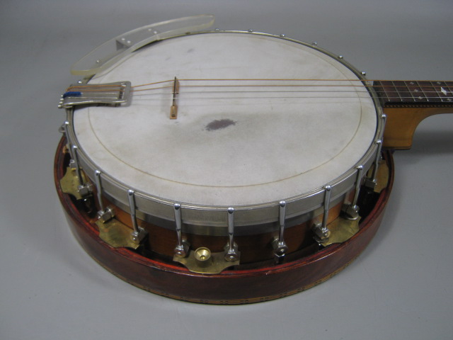 Unmarked 4 String Banjo Resonator MOP Inlay Nice Tone Ring 19 Frets Ornate HSC 4