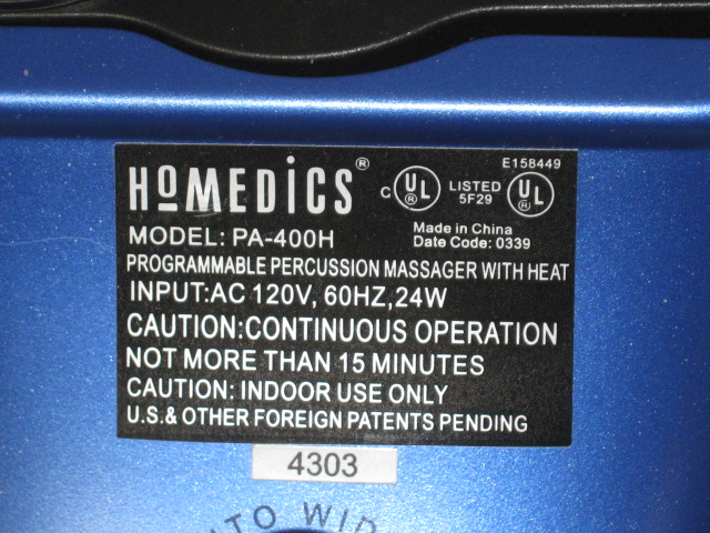 Homedics PA-400H Therapist Select Elite Programmable Percussion Massager W/ Heat 4