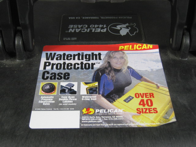 Pelican 1440 Watertight Protector Protective Hard Black Rolling Case W/ Wheels 1