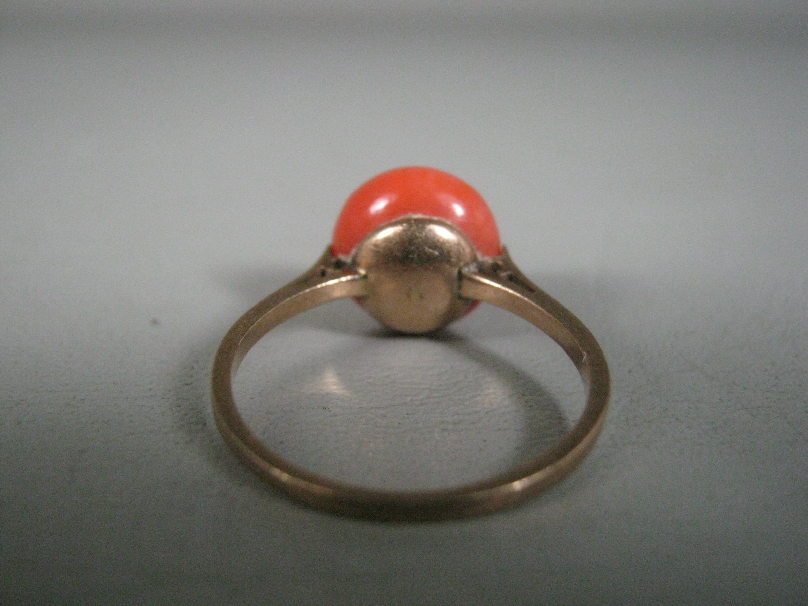 Vtg Antique 585 14K 14 Karat Yellow Gold Red Coral Ring Size 7 Estate Jewelry NR 3
