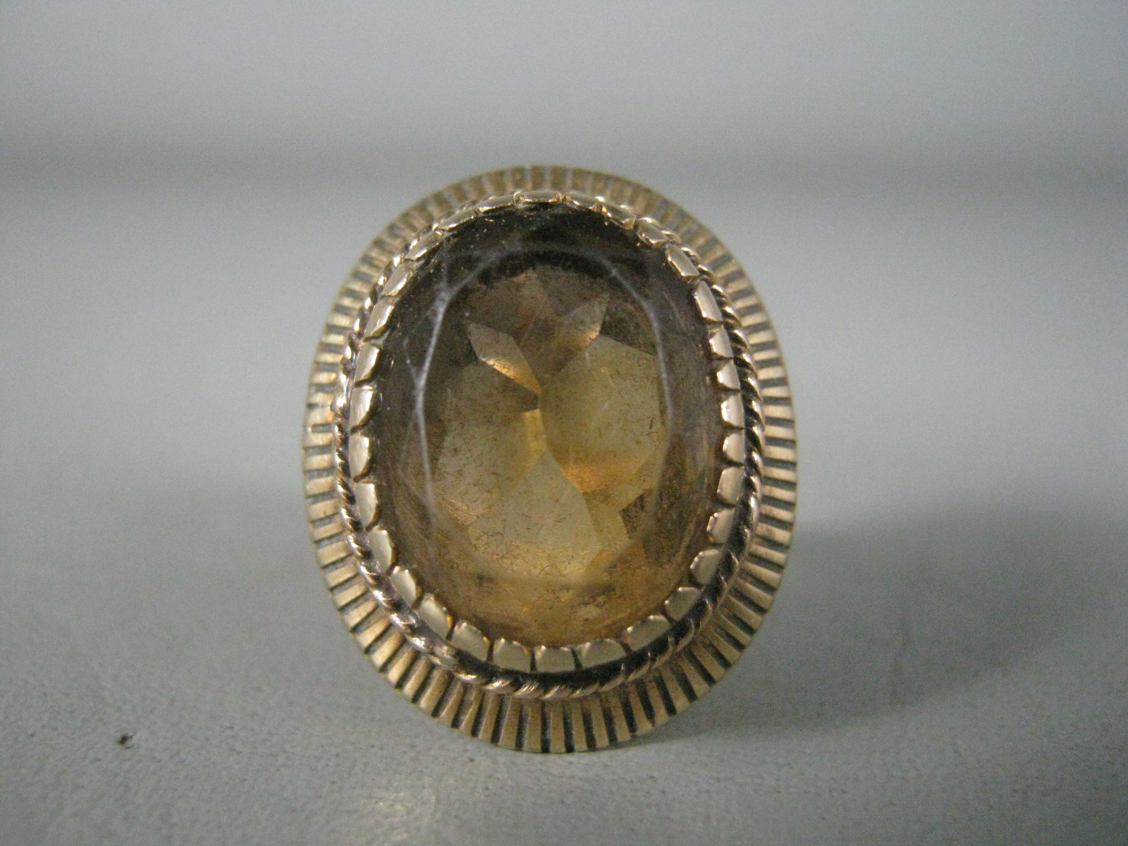 Vintage Antique 14K Yellow Gold Ring w/Oval Topaz Gemstone 10.2 Grams Size 8 NR! 3