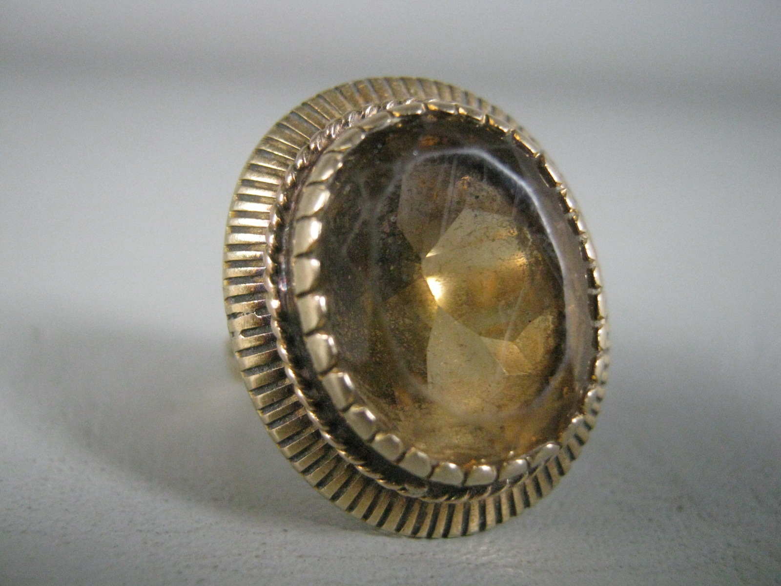 Vintage Antique 14K Yellow Gold Ring w/Oval Topaz Gemstone 10.2 Grams Size 8 NR! 4