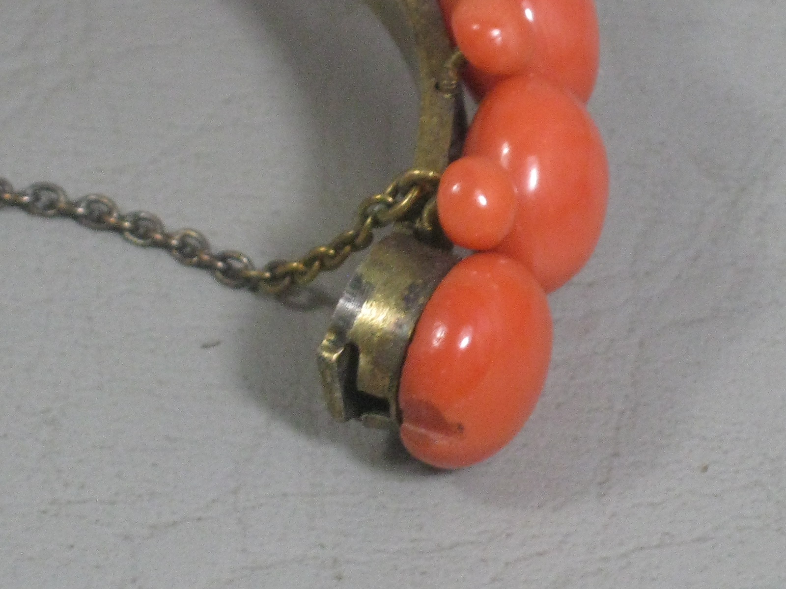 Vintage Antique Red Coral 23" Necklace & Bracelet & Brooch Set Estate Jewelry NR 5