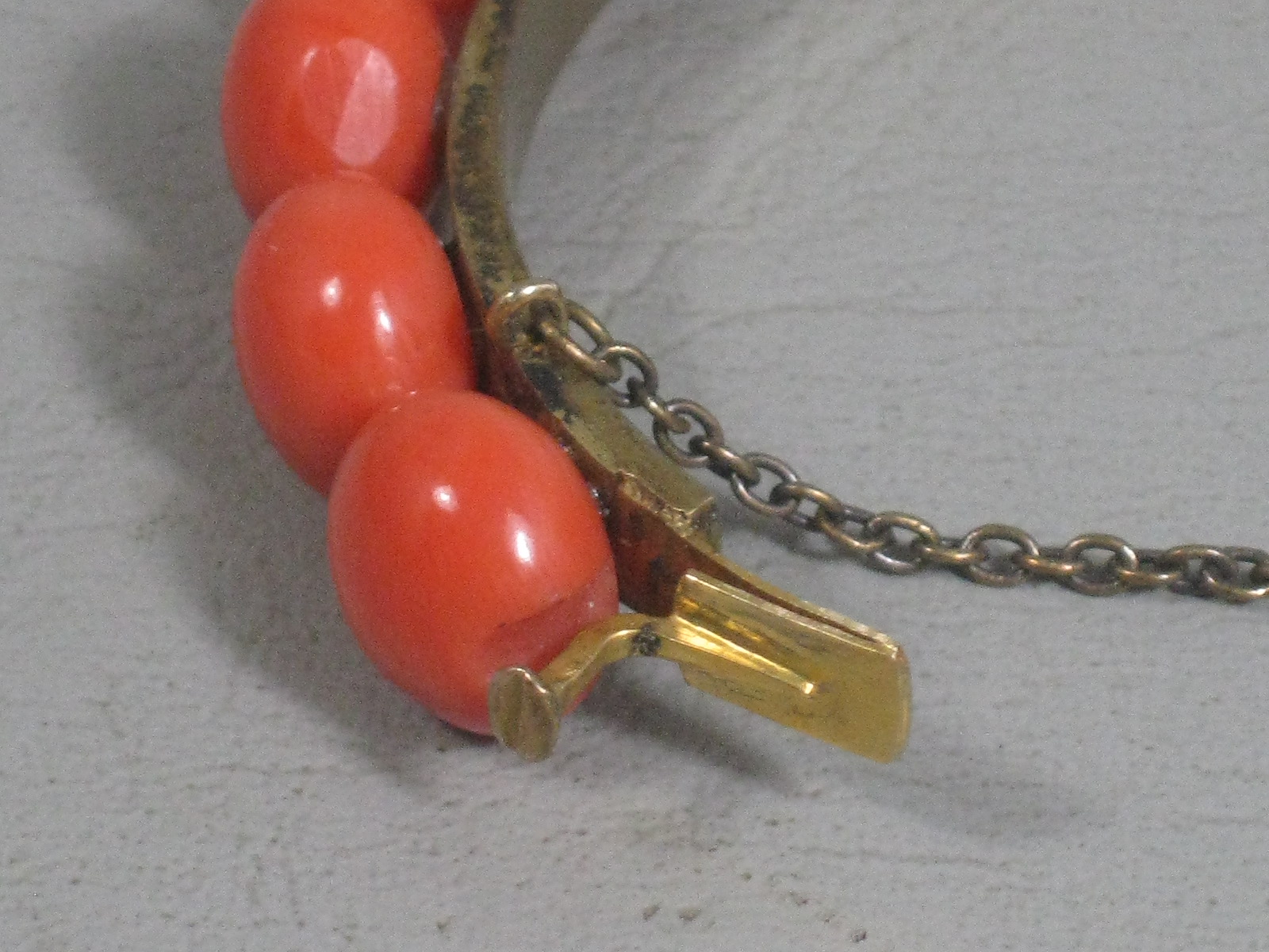 Vintage Antique Red Coral 23" Necklace & Bracelet & Brooch Set Estate Jewelry NR 6