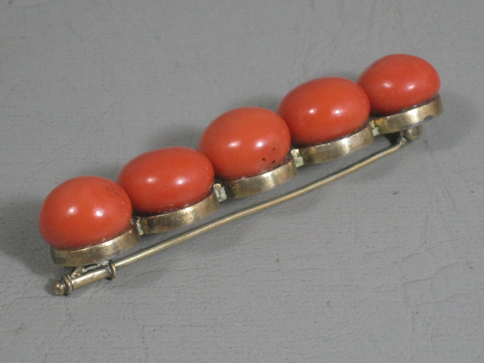 Vintage Antique Red Coral 23" Necklace & Bracelet & Brooch Set Estate Jewelry NR 8