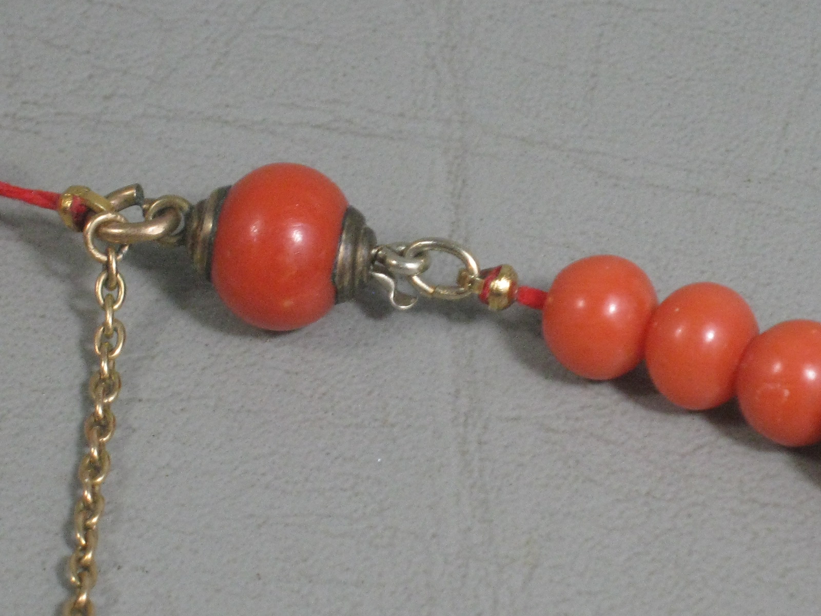 Vintage Antique Red Coral 23" Necklace & Bracelet & Brooch Set Estate Jewelry NR 17