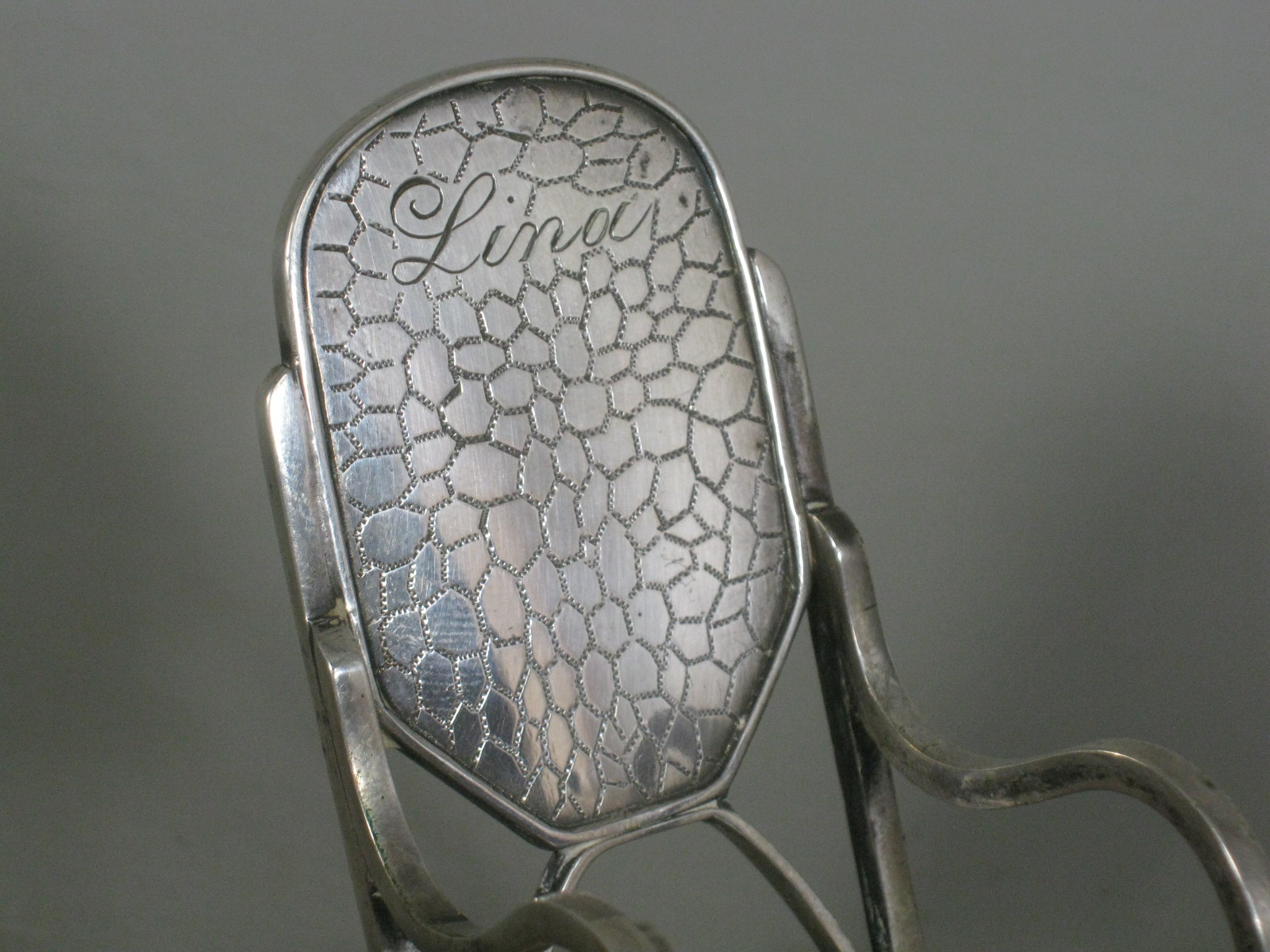 2 Vtg Antique Sterling? Silver Miniature Coin Chairs 1893 1/2 Dollar 1896 Korona 5
