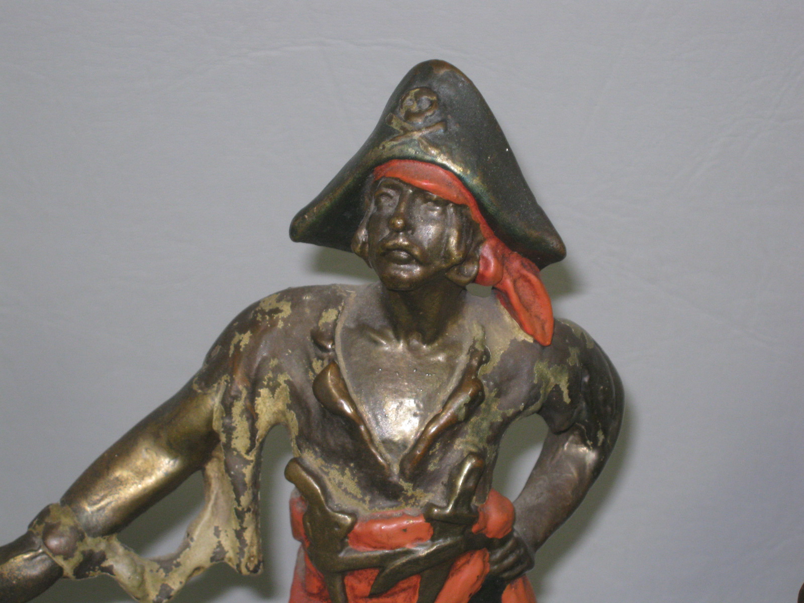 Vtg Antique Paul Herzel Signed Pompeian Bronze Clad Pirate Buccaneer Bookends NR 1