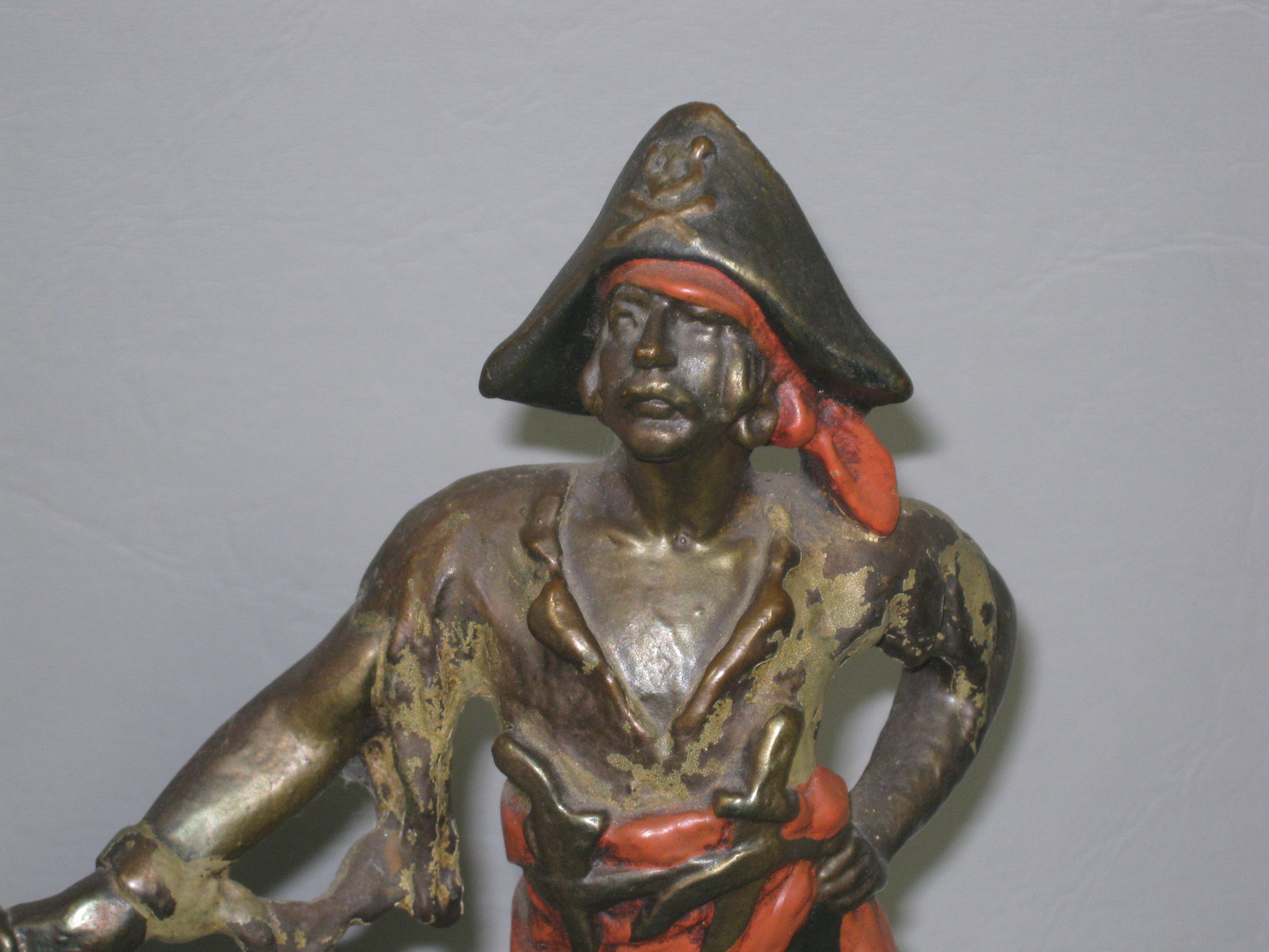 Vtg Antique Paul Herzel Signed Pompeian Bronze Clad Pirate Buccaneer Bookends NR 2