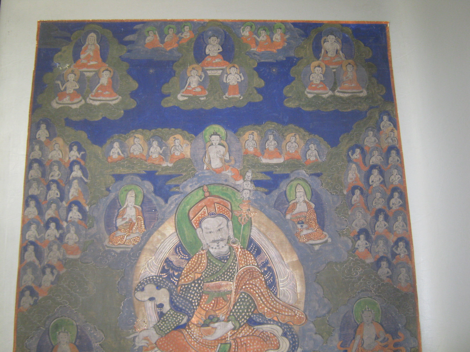 Rare Antique 1890-1910 Tibetan Thangka Painting On Cloth Buddhist Art 33"x23" NR 1