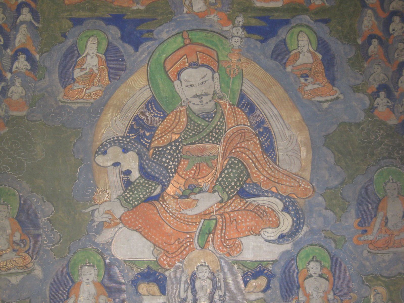 Rare Antique 1890-1910 Tibetan Thangka Painting On Cloth Buddhist Art 33"x23" NR 3