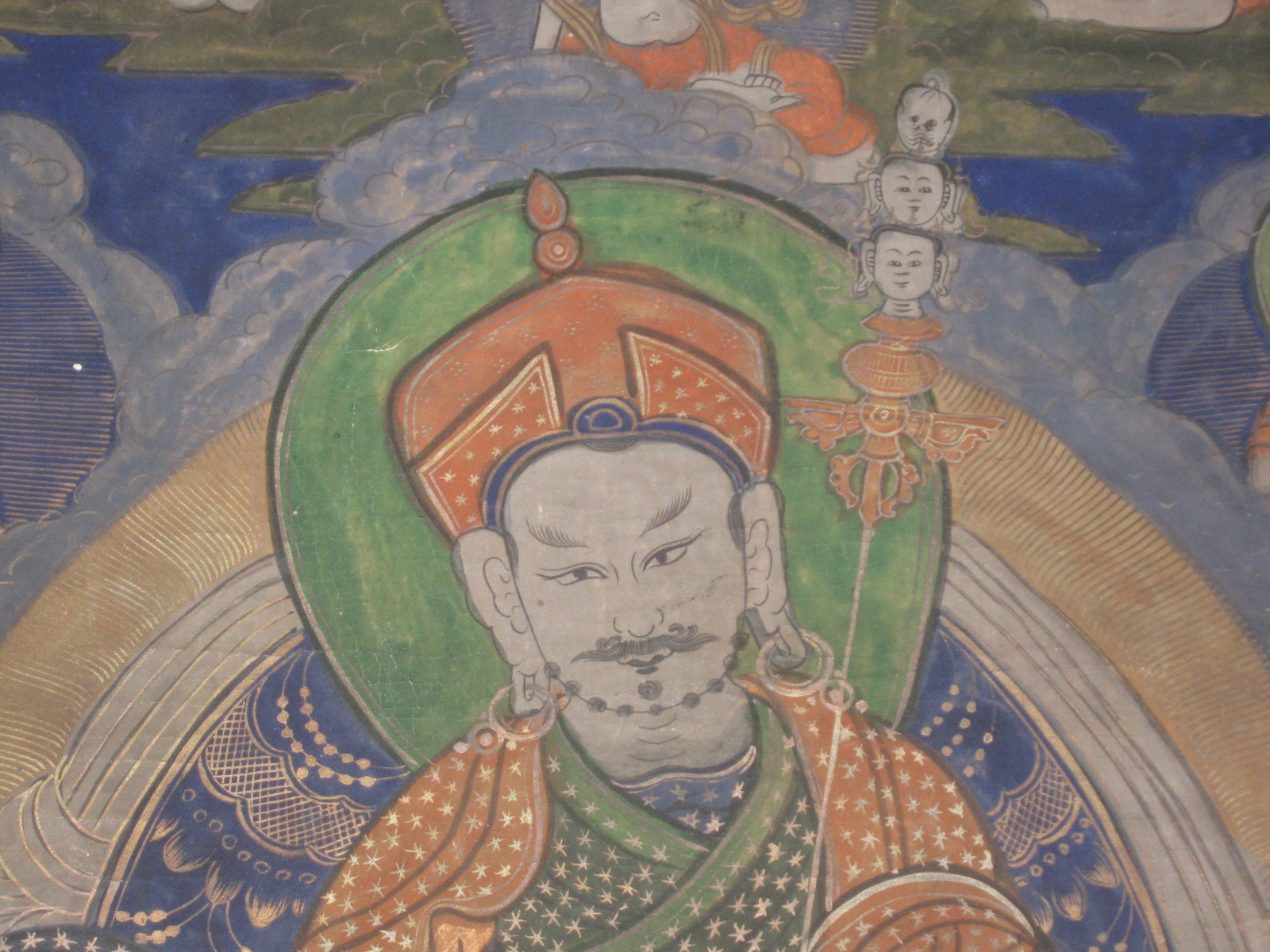 Rare Antique 1890-1910 Tibetan Thangka Painting On Cloth Buddhist Art 33"x23" NR 4