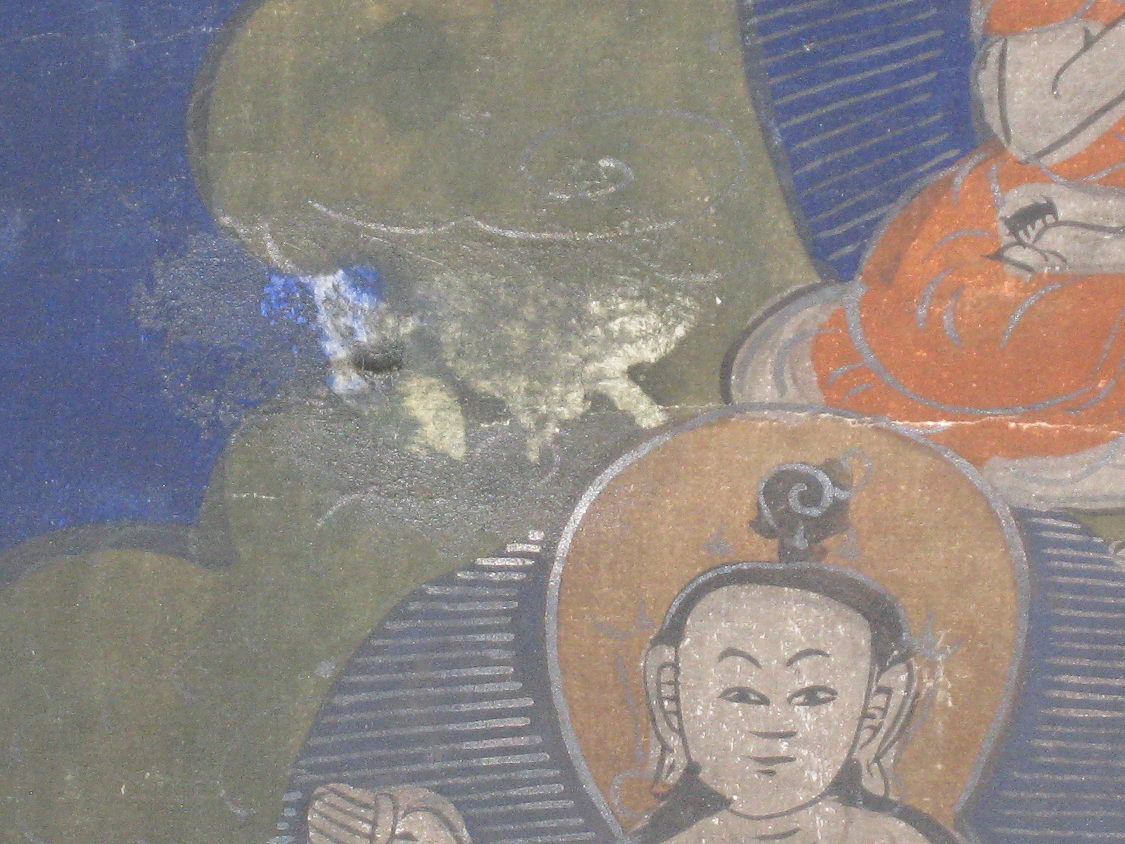 Rare Antique 1890-1910 Tibetan Thangka Painting On Cloth Buddhist Art 33"x23" NR 14
