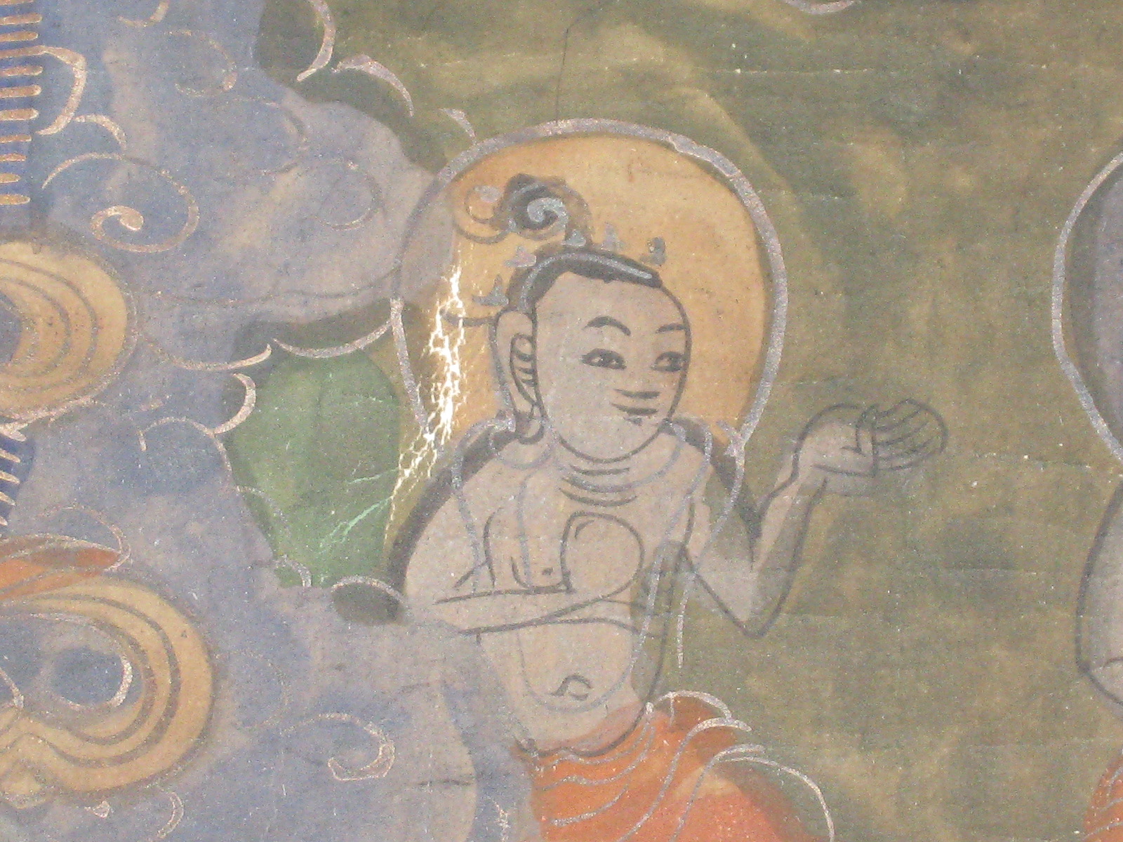 Rare Antique 1890-1910 Tibetan Thangka Painting On Cloth Buddhist Art 33"x23" NR 16