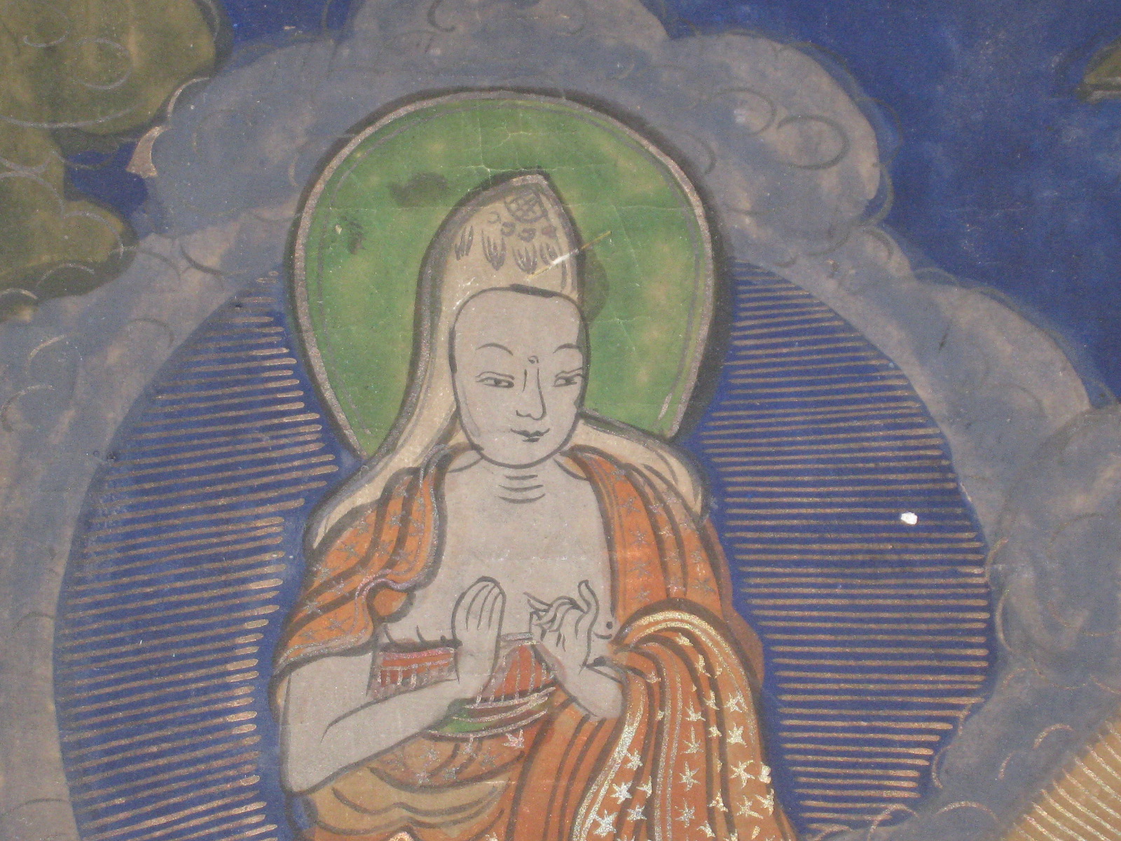 Rare Antique 1890-1910 Tibetan Thangka Painting On Cloth Buddhist Art 33"x23" NR 17