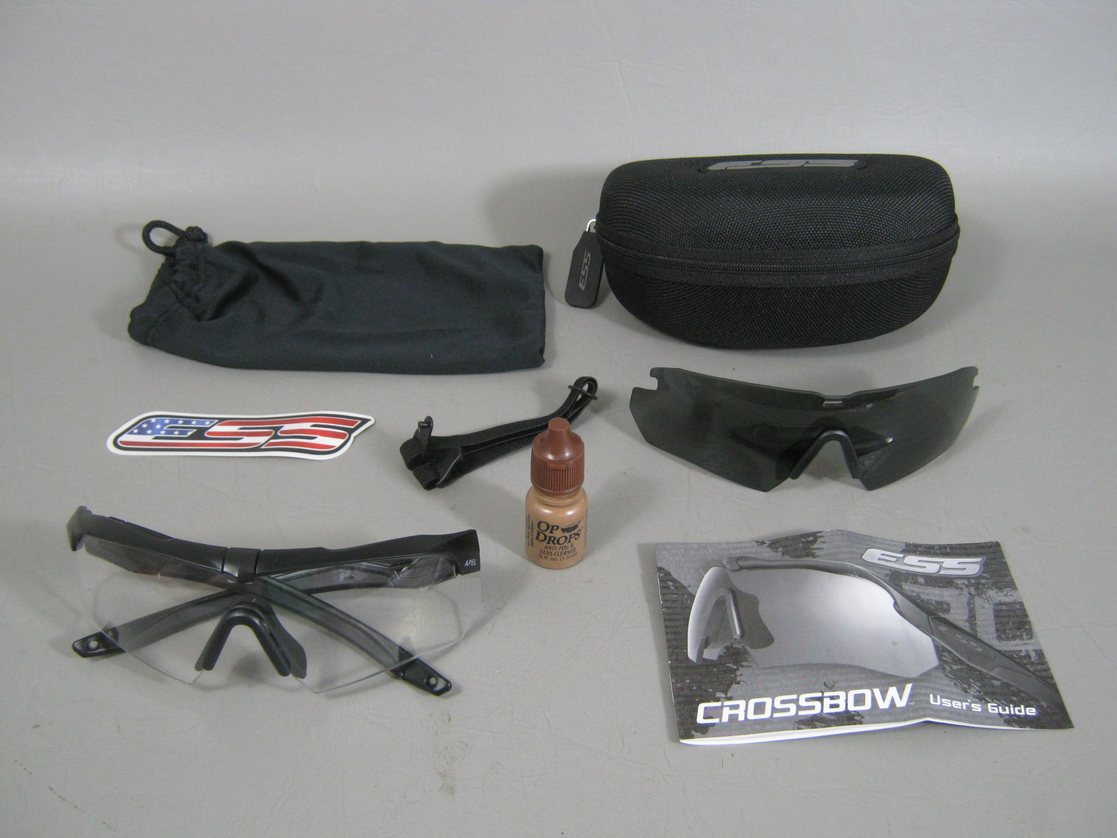 New ESS Crossbow Eyeshield Sunglasses 2 Lenses W/Case Military Law Enforcement