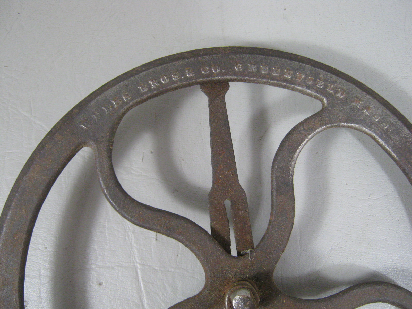 Vtg Antique Wells Bros & Co Little Giant Measuring Wheel Wood Handle Blacksmith 3