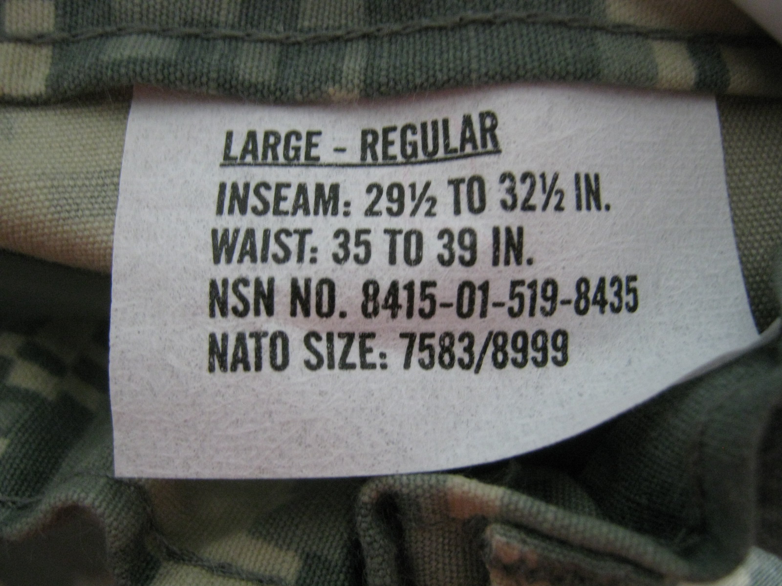 New Army Military ACU Lot Lg/Reg 3 Pants Trousers 2 Shirts Hat Camouflage W/Tags 6