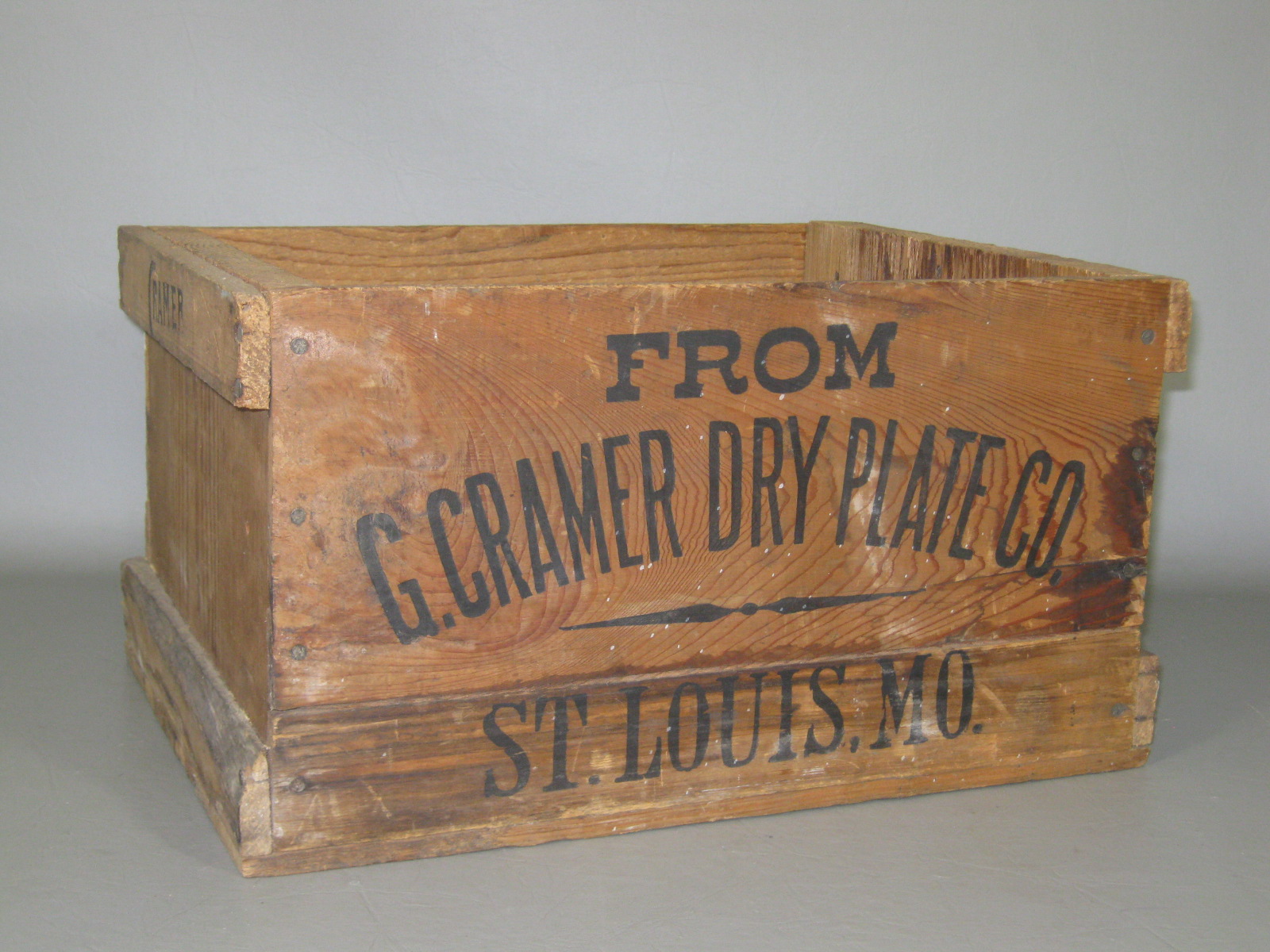 Antique 1800s Cramer Dry Plate Photo Negatives Wood Wooden Crate Box St. Louis