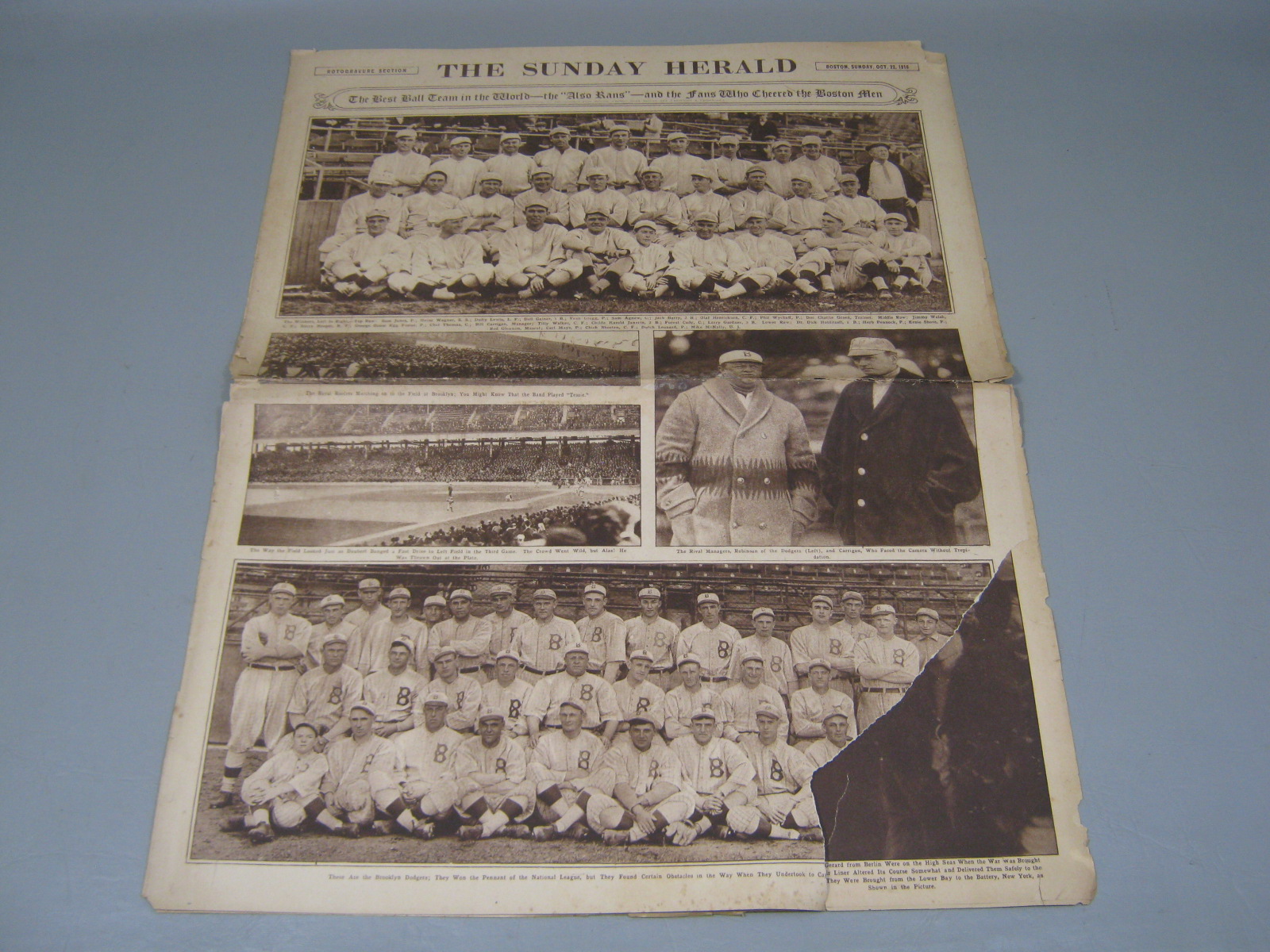 Boston Sunday Herald Newspapers Oct 1916 Babe Ruth Boston Red Sox World Series + 4
