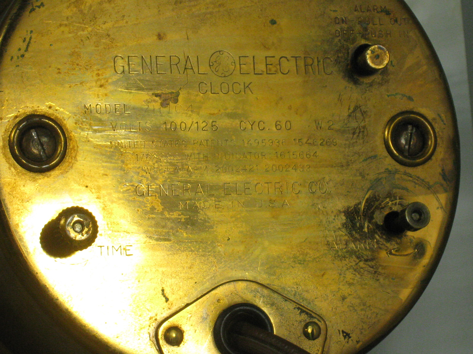 Vtg 1930s General Electric GE Onyx Art Deco Telechron Alarm Clock Model 7H104 NR 7