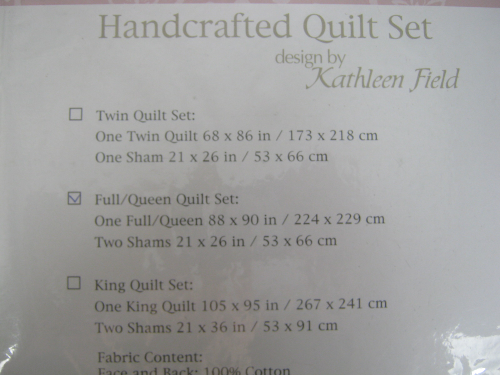 NEW Kathleen Field Handcrafted Quilt w/2 Shams + 3 Pillows Set Full/Queen QVC NR 2