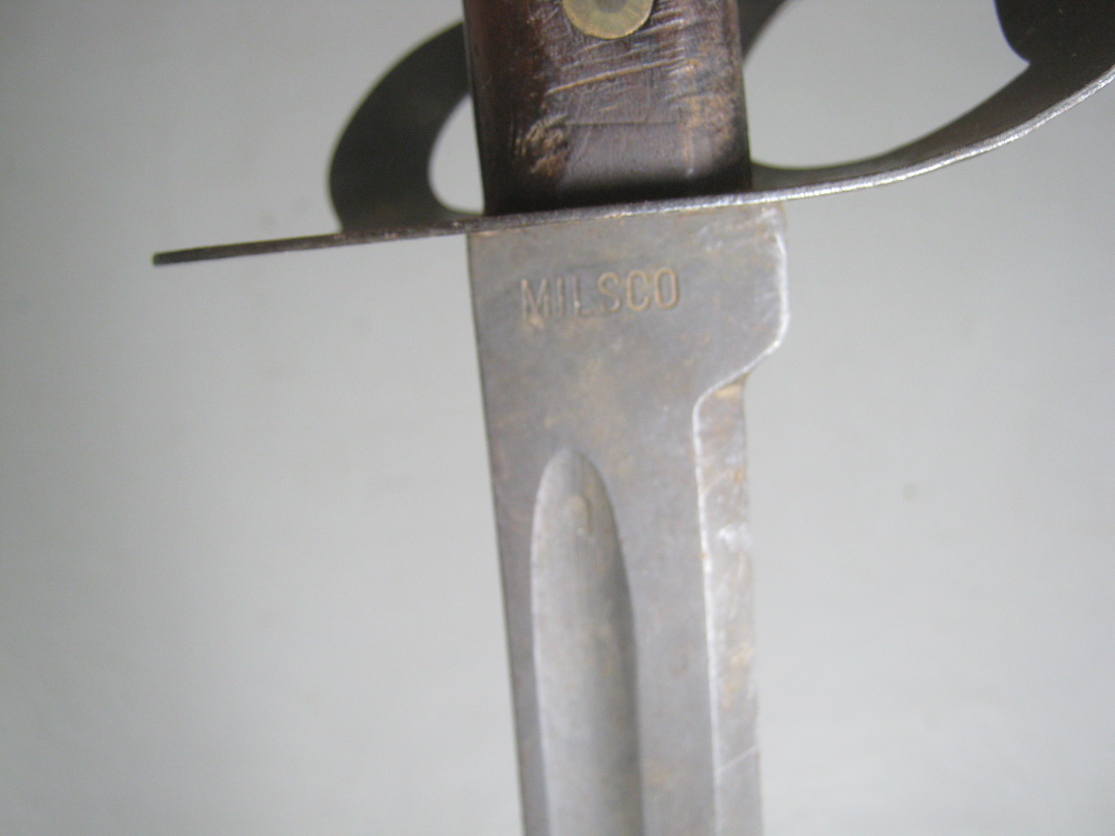 Vtg M1941 Klewang Milsco USMC USN Cutlass Sword Wooden Handle Leather Scabbard 5