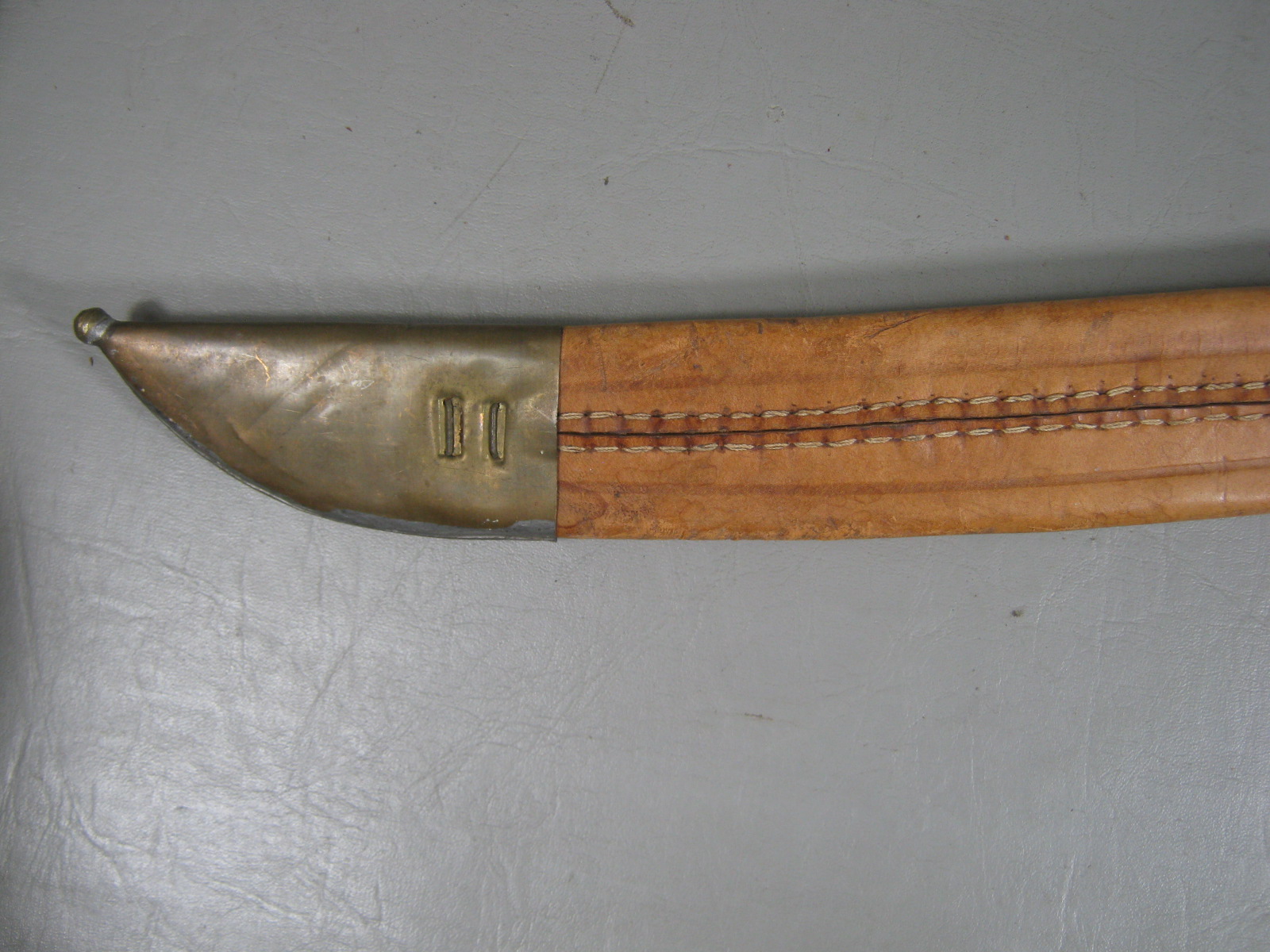 Vtg M1941 Klewang Milsco USMC USN Cutlass Sword Wooden Handle Leather Scabbard 15