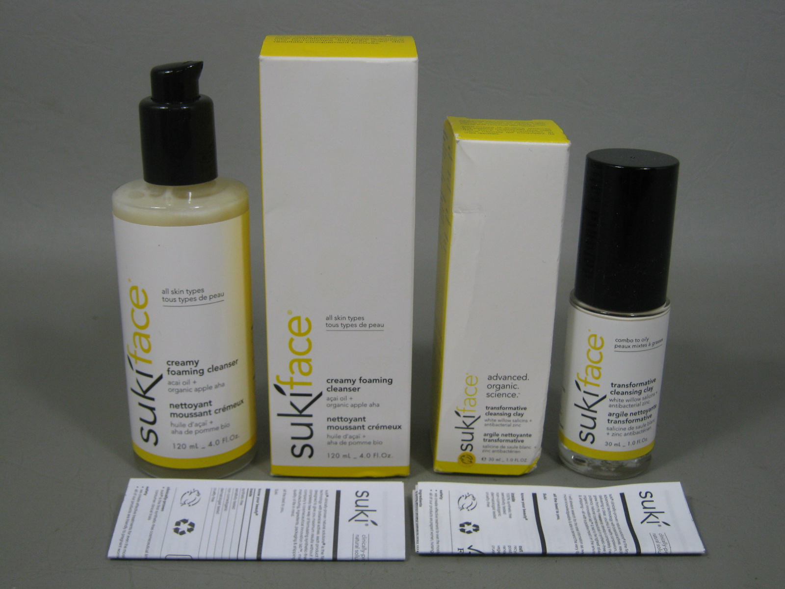 2 NEW Bottles Sukiface Creamy Foaming Cleanser + Transformative Cleansing Clay