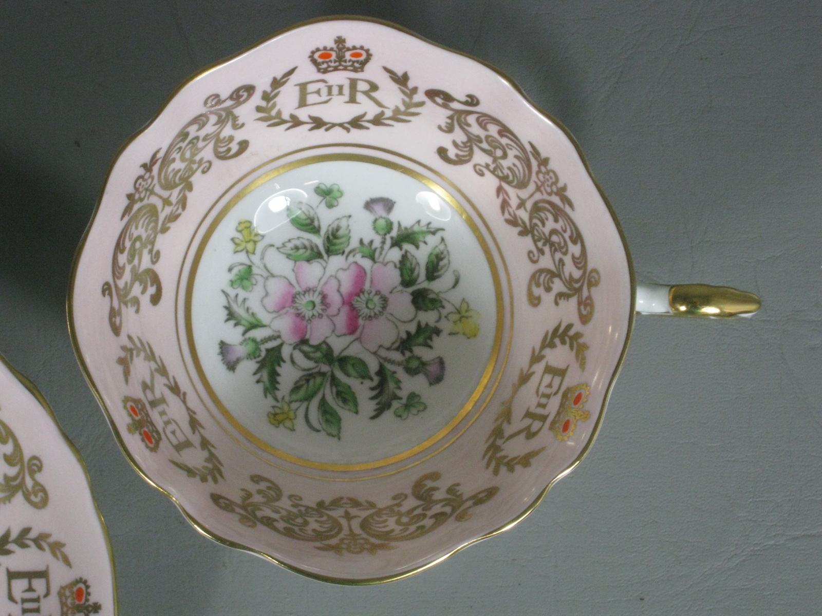 2 Paragon Bone China Queen Elizabeth II 1953 Coronation Tea Cups Teacups Saucers 5