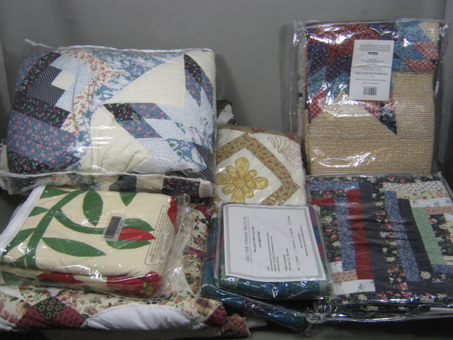 Large New Quilts Throws Shams Lot Table Runners Amish Floral QVC Hand Crafted NR