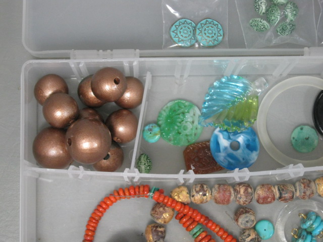Huge Jewelry Making Supplies Bead Lot Bone Coral Turquoise Shell Glass 8lbs NR! 6