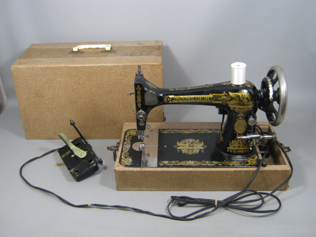 Vtg Antique 1904 Singer 27 Sewing Machine + Case B179807 Sphinx Memphis Egyptian